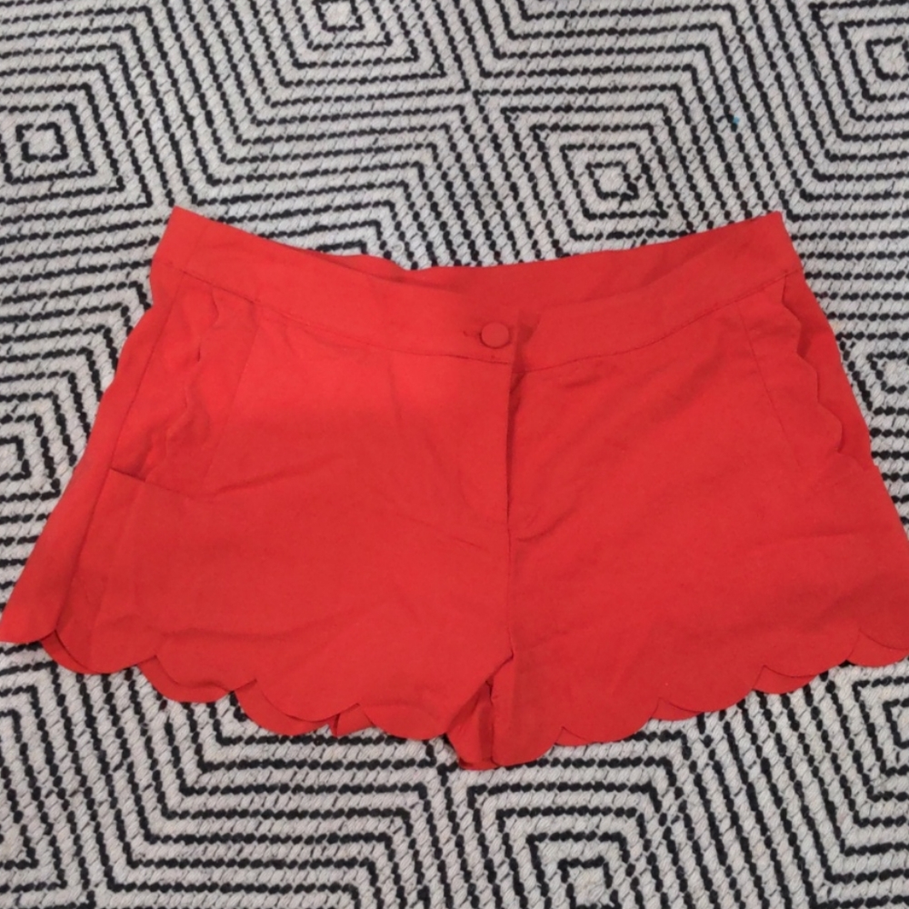 Red scalloped shorts